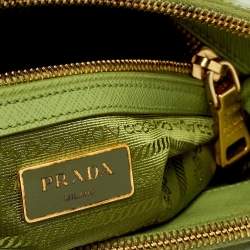 Pre Owned حقيبة يد برادا صغيرة سحاب مزدوج جلد سافيانو لوكس أخضر