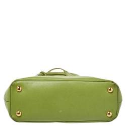 Pre Owned حقيبة يد برادا صغيرة سحاب مزدوج جلد سافيانو لوكس أخضر