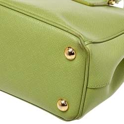 Pre Owned حقيبة يد برادا صغيرة سحاب مزدوج جلد سافيانو لوكس أخضر