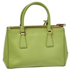 Pre Owned حقيبة يد برادا صغيرة سحاب مزدوج جلد سافيانو لوكس أخضر