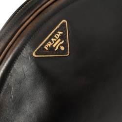 Pre Owned Prada Ombre Black Vitello Vintage Leather Large Dome Clutch