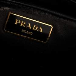 Pre Owned Prada Ombre Black Vitello Vintage Leather Large Dome Clutch