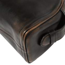 Pre Owned Prada Ombre Black Vitello Vintage Leather Large Dome Clutch