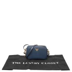 Pre Owned Prada Blue Saffiano Lux Leather Camera Crossbody Bag