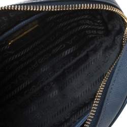 Pre Owned Prada Blue Saffiano Lux Leather Camera Crossbody Bag