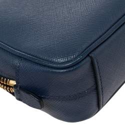 Pre Owned Prada Blue Saffiano Lux Leather Camera Crossbody Bag