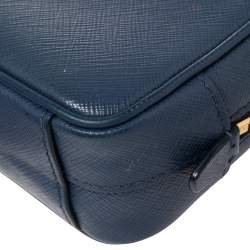 Pre Owned Prada Blue Saffiano Lux Leather Camera Crossbody Bag