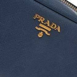 Pre Owned Prada Blue Saffiano Lux Leather Camera Crossbody Bag