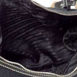Pre Owned Prada Black Canvas And Leather Cruise Rope Baguette Bag