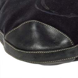 Pre Owned Prada Black Canvas And Leather Cruise Rope Baguette Bag