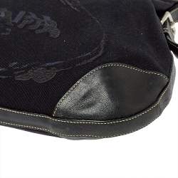 Pre Owned Prada Black Canvas And Leather Cruise Rope Baguette Bag