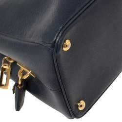 مملوكة مسبقًا Prada Navy Blue Saffiano Lux Leather Parabole Tote