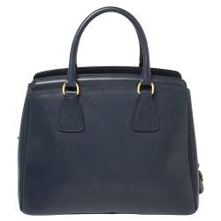 مملوكة مسبقًا Prada Navy Blue Saffiano Lux Leather Parabole Tote