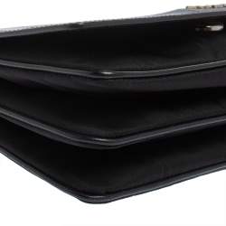 Pre Owned Prada Black Saffiano Lux Leather and Nylon Flap Chain Shoulder Bag