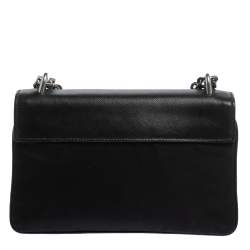 Pre Owned Prada Black Saffiano Lux Leather and Nylon Flap Chain Shoulder Bag