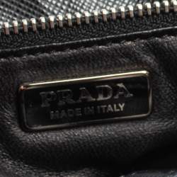 Pre Owned Prada Black Saffiano Lux Leather and Nylon Flap Chain Shoulder Bag