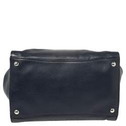 Pre Owned Prada Navy Blue Leather Twin Pocket Tote