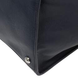 Pre Owned Prada Navy Blue Leather Twin Pocket Tote