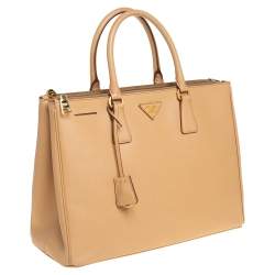 Pre Owned Prada Beige Saffiano Lux Leather Large Galleria Tote