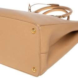 Pre Owned Prada Beige Saffiano Lux Leather Large Galleria Tote