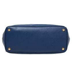 Pre Owned Prada Blue Saffiano Lux Leather Large Double Zip Tote