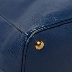 Pre Owned Prada Blue Saffiano Lux Leather Large Double Zip Tote