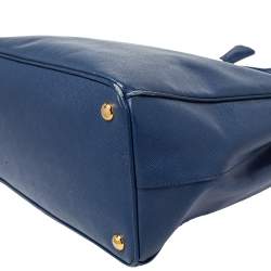 Pre Owned Prada Blue Saffiano Lux Leather Large Double Zip Tote