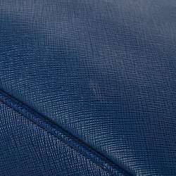 Pre Owned Prada Blue Saffiano Lux Leather Large Double Zip Tote