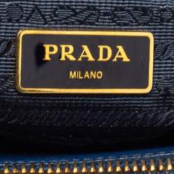 Pre Owned Prada Blue Saffiano Lux Leather Large Double Zip Tote