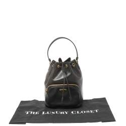 Pre Owned Prada Black Leather Duet Bucket Shoulder Bag 