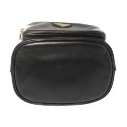 Pre Owned Prada Black Leather Duet Bucket Shoulder Bag 