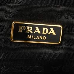 Pre Owned Prada Black Leather Duet Bucket Shoulder Bag 