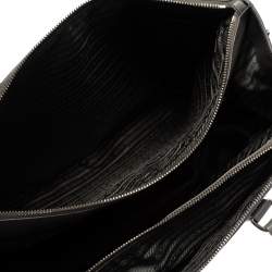 Pre Owned Prada Grey Two Tone Saffiano Lux Leather Large Double Zip Tote