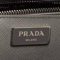 Pre Owned Prada Grey Two Tone Saffiano Lux Leather Large Double Zip Tote