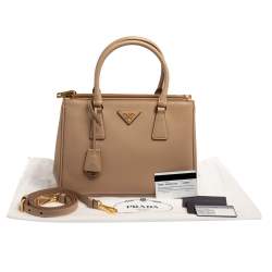 Pre Owned Prada Beige Saffiano Lux Leather Small Galleria Tote