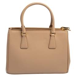 Pre Owned Prada Beige Saffiano Lux Leather Small Galleria Tote