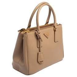 Pre Owned Prada Beige Saffiano Lux Leather Small Galleria Tote
