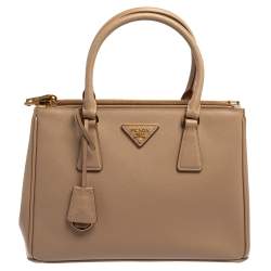 Pre Owned Prada Beige Saffiano Lux Leather Small Galleria Tote