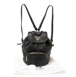 مملوكة مسبقًا Prada Black Leather Drawstring Backpack
