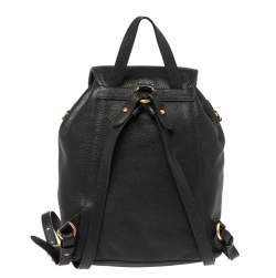 مملوكة مسبقًا Prada Black Leather Drawstring Backpack
