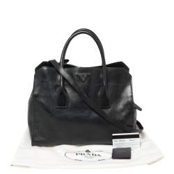 Pre Owned Prada Midnight Blue Glazed Leather Zip Tote