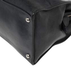 Pre Owned Prada Midnight Blue Glazed Leather Zip Tote