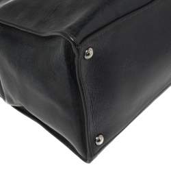 Pre Owned Prada Midnight Blue Glazed Leather Zip Tote