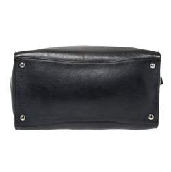 Pre Owned Prada Midnight Blue Glazed Leather Zip Tote