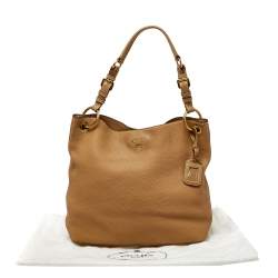 Pre Owned Prada Beige Vitello Daino Leather Hobo