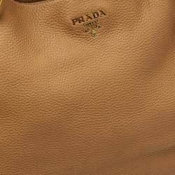 Pre Owned Prada Beige Vitello Daino Leather Hobo