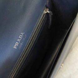 Pre Owned Prada Blue/Multicolor Saffiano Leather Print Frame Shoulder Bag 