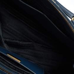 Pre Owned Prada Blue Saffiano Lux Leather Medium Galleria Double Zip Tote