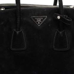 Pre Owned Prada Black Suede Twin Pocket Tote