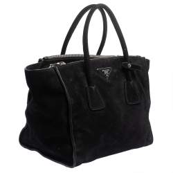 Pre Owned Prada Black Suede Twin Pocket Tote